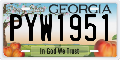 GA license plate PYW1951