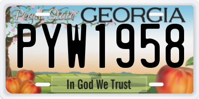 GA license plate PYW1958