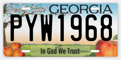 GA license plate PYW1968