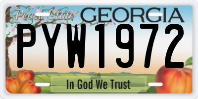 GA license plate PYW1972