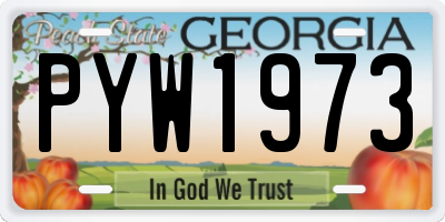 GA license plate PYW1973