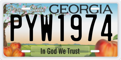 GA license plate PYW1974