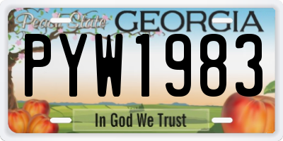 GA license plate PYW1983