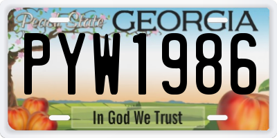 GA license plate PYW1986