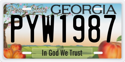 GA license plate PYW1987