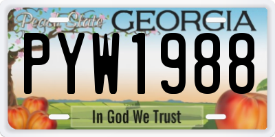 GA license plate PYW1988