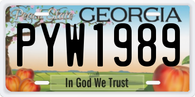 GA license plate PYW1989