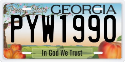 GA license plate PYW1990