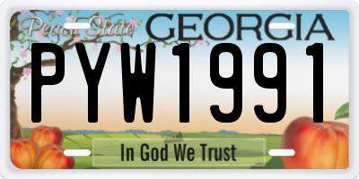 GA license plate PYW1991
