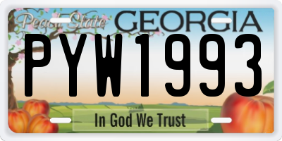 GA license plate PYW1993