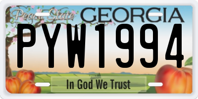 GA license plate PYW1994