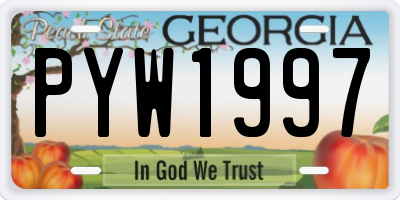 GA license plate PYW1997