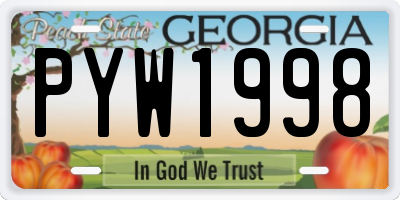 GA license plate PYW1998