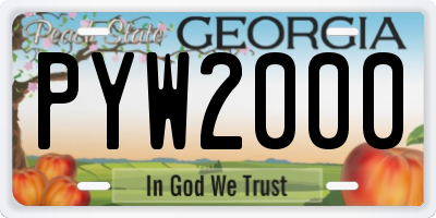 GA license plate PYW2000