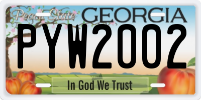 GA license plate PYW2002