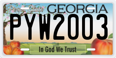 GA license plate PYW2003