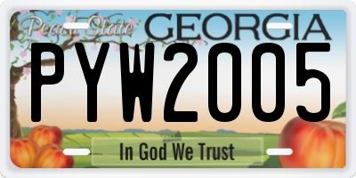 GA license plate PYW2005