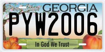 GA license plate PYW2006