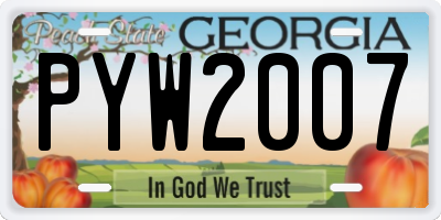 GA license plate PYW2007