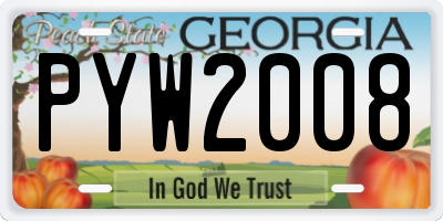GA license plate PYW2008
