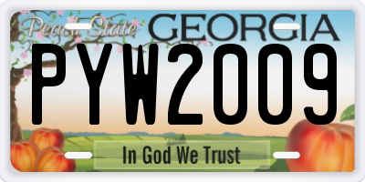 GA license plate PYW2009