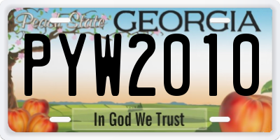 GA license plate PYW2010