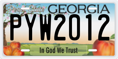 GA license plate PYW2012