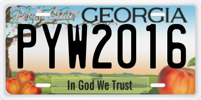 GA license plate PYW2016