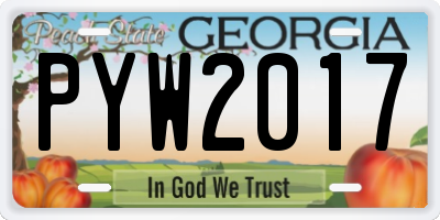 GA license plate PYW2017