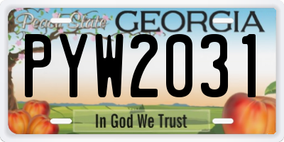 GA license plate PYW2031