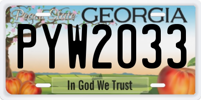 GA license plate PYW2033