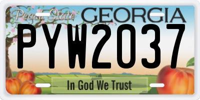 GA license plate PYW2037