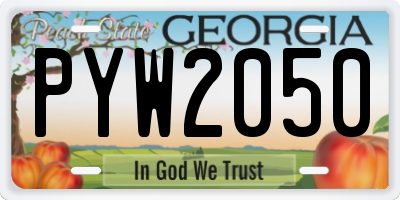 GA license plate PYW2050