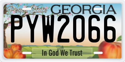 GA license plate PYW2066