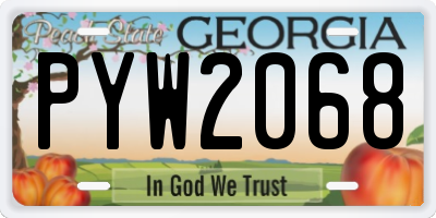GA license plate PYW2068