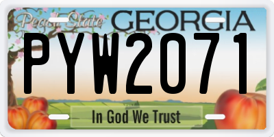 GA license plate PYW2071