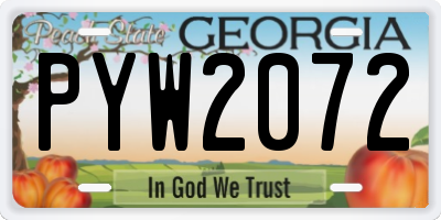GA license plate PYW2072