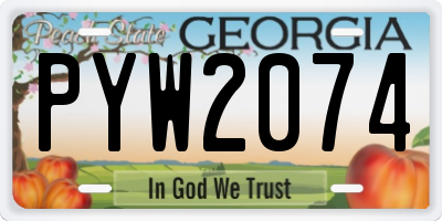 GA license plate PYW2074