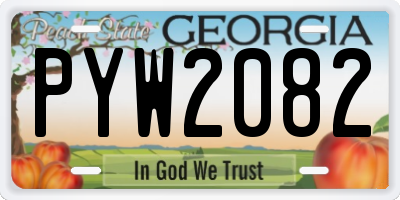 GA license plate PYW2082