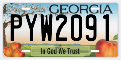 GA license plate PYW2091