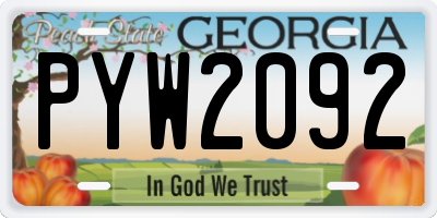 GA license plate PYW2092