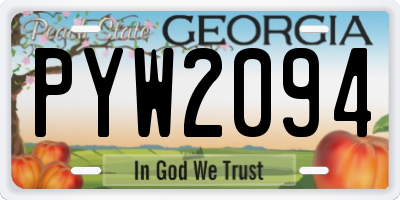 GA license plate PYW2094
