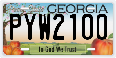 GA license plate PYW2100