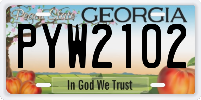 GA license plate PYW2102