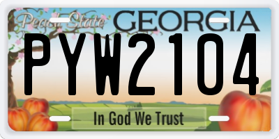 GA license plate PYW2104