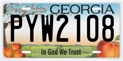 GA license plate PYW2108