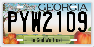 GA license plate PYW2109
