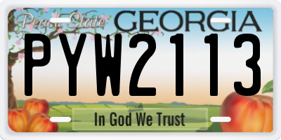 GA license plate PYW2113
