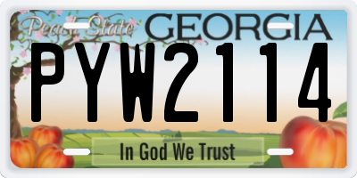 GA license plate PYW2114