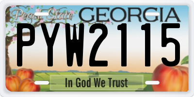 GA license plate PYW2115